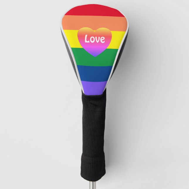Gay Pride Rainbow Heart LGBTQ Gleichstellung Golf Headcover (Vorderseite)