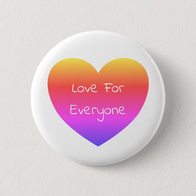 Gay Pride Rainbow Heart Liebe für jedermann Button (Vorderseite)