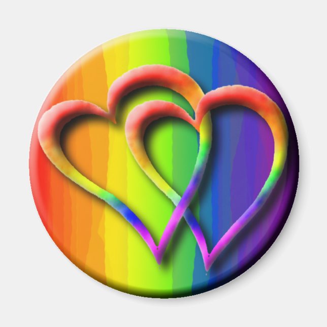 Gay Pride Rainbow Hearts LGBT-Verflechtungen Magnet (Vorne)