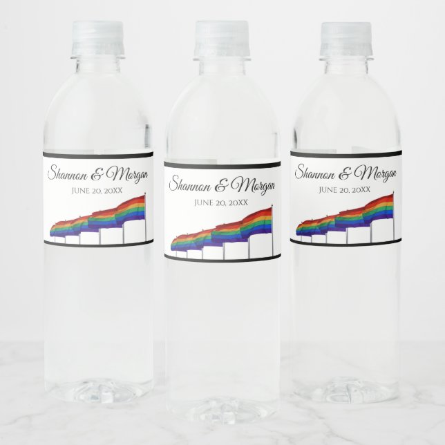 Gay Pride Rainbow Hochzeitwasser Flasche Großes Et Wasserflaschenetikett (Flaschen)