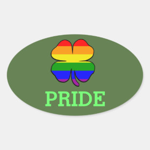 Gay Pride Rainbow-Kleeblatt Ovaler Aufkleber
