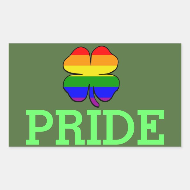 Gay Pride Rainbow-Kleeblatt Rechteckiger Aufkleber (Vorderseite)