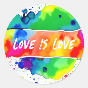 Gay Pride Rainbow Liebe ist Liebe Runder Aufkleber
