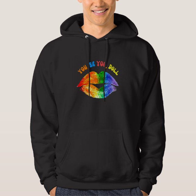 Gay Pride Rainbow Lips Hoodie (Vorderseite)