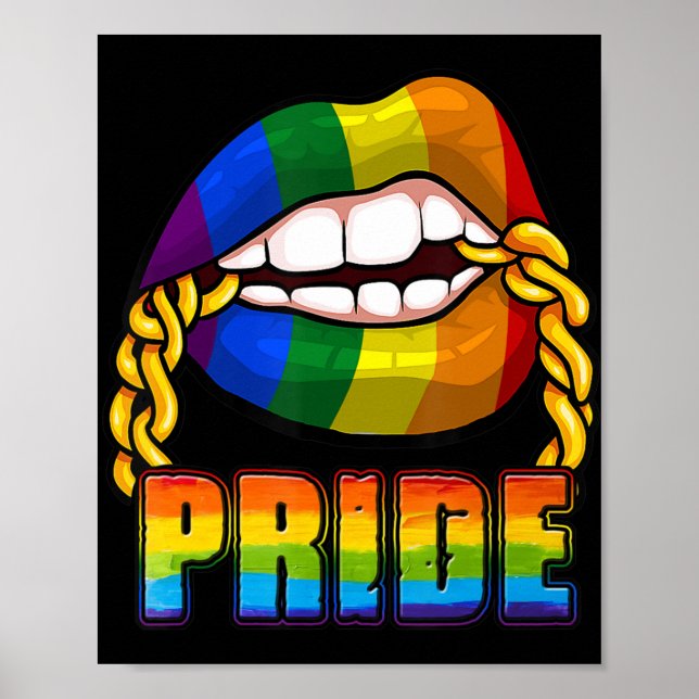 Gay Pride Rainbow Lips LGBT Awareness Month 2022 Poster (Vorne)