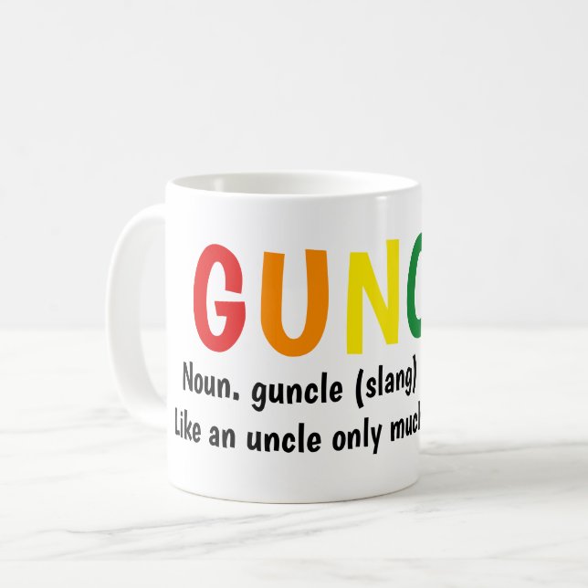 Gay Pride Rainbow Noun Guncle Gay Uncle Slang Kaffeetasse (Vorderseite Links)