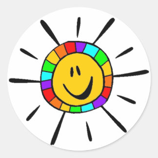 Gay Pride Rainbow Sunshine Runder Aufkleber