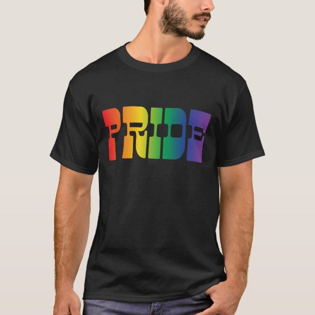Gay Pride Rainbow Text T - Shirt (Vorderseite)