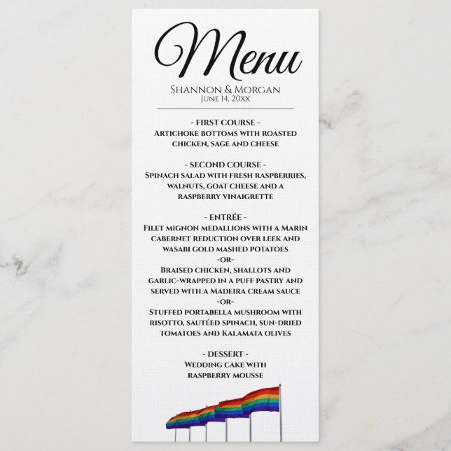 Gay Pride Rainbow Wedding Menu Menükarte (Vorderseite)