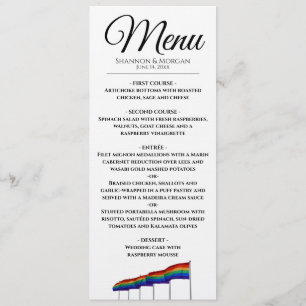 Gay Pride Rainbow Wedding Menu Menükarte