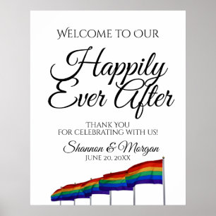Gay Pride Rainbow Wedding Willkommenszeichen Poster
