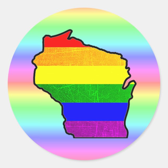 Gay Pride Rainbow Wisconsin Stickers (Vorderseite)