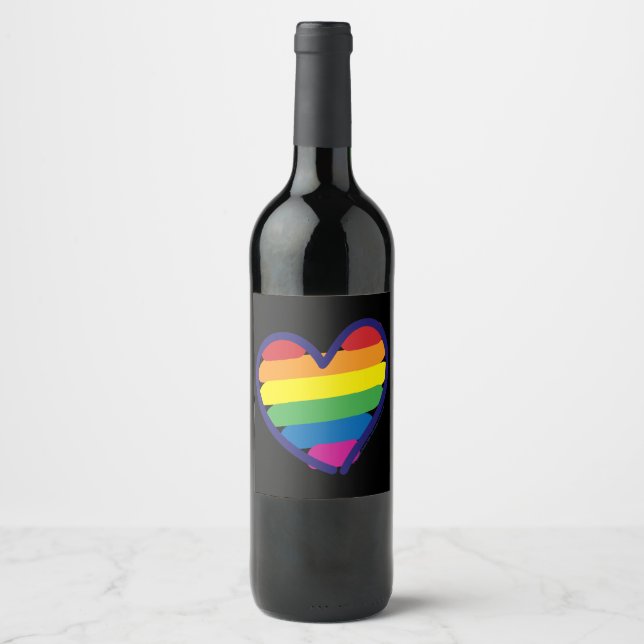 Gay Pride Rainbowflag Weinetikett (Vorderseite)