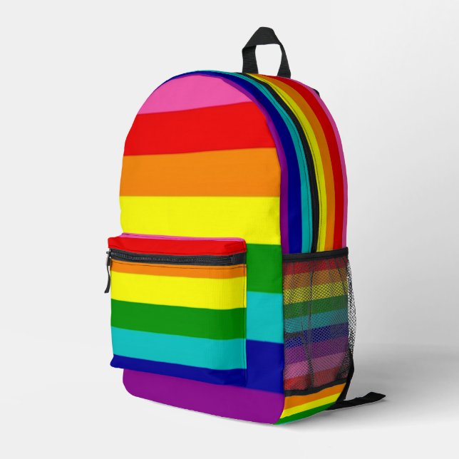 Gay Pride Regenbogen farbig Bedruckter Rucksack (Rückseitige Ecke Rechts)