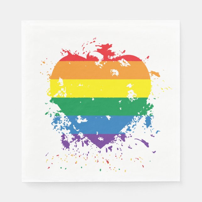 Gay Pride-Regenbogen-Flaggenherz Serviette (Vorderseite)