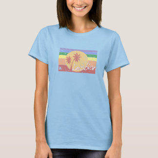 Gay Pride Regenbogen-Sonnenuntergang distressed 80 T-Shirt