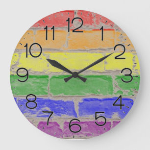 Gay Pride-/Regenbogenfarben Brillenwand Design 2 Große Wanduhr