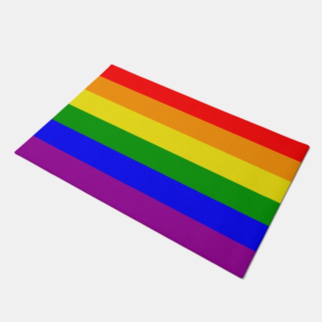 Gay Pride-Regenbogenflagge Fußmatte (Schrägansicht)
