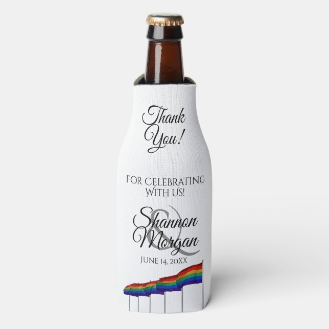 Gay Pride-Regenbogenflagge Hochzeitsflasche Cooler Flaschenkühler (Flaschenvorderseite)