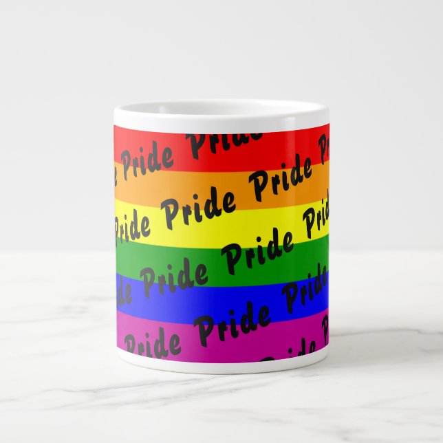 Gay Pride-Regenbogenflagge Jumbo-Tasse (Vorderseite)