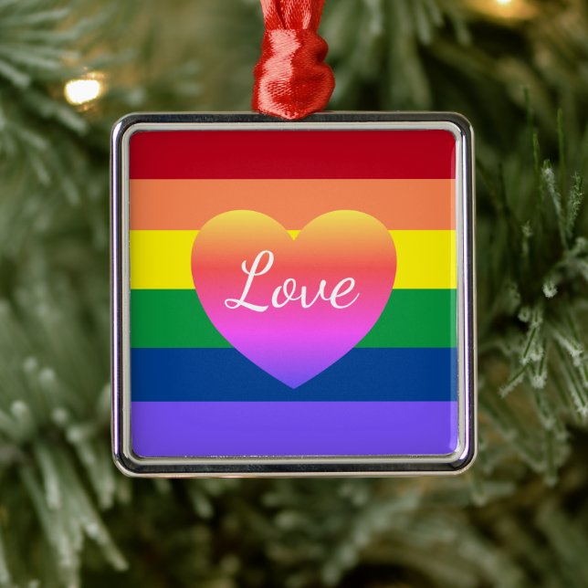 Gay Pride-Regenbogenflagge LGBTQ Ornament Aus Metall (Baum)