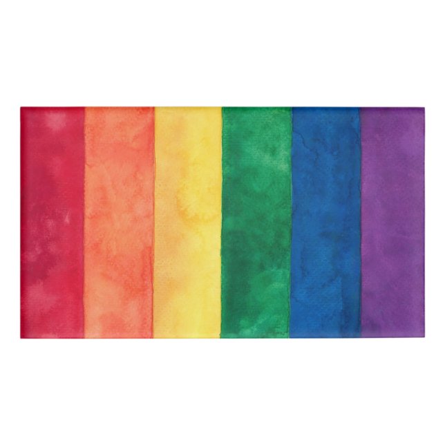 Gay Pride-Regenbogenflagge Namenschild (Vorderseite)