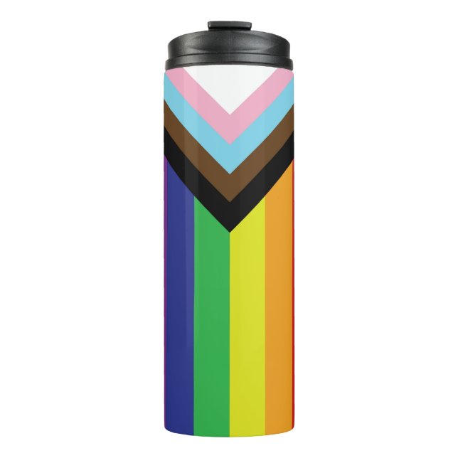 Gay Pride-Regenbogenflagge Progressive LGBTQIA+ Thermosbecher (Vorderseite)