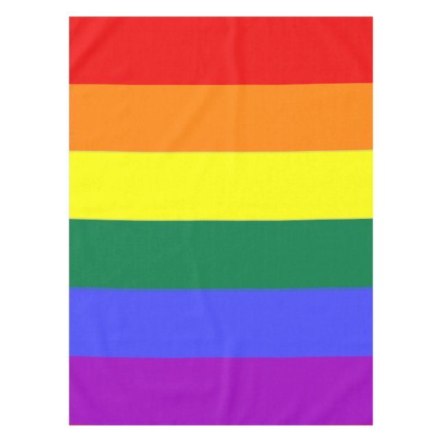 Gay Pride-Regenbogenflagge Streifenmuster Tischdecke (Vorderseite)