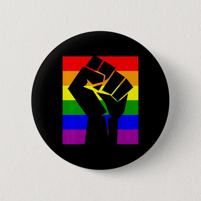 Gay Pride Resist Fist Regenbogenflagge Lgbtq Shirt Button (Vorderseite)