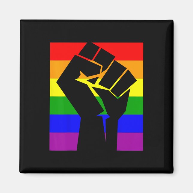 Gay Pride Resist Fist Regenbogenflagge Lgbtq Shirt Magnet (Vorne)