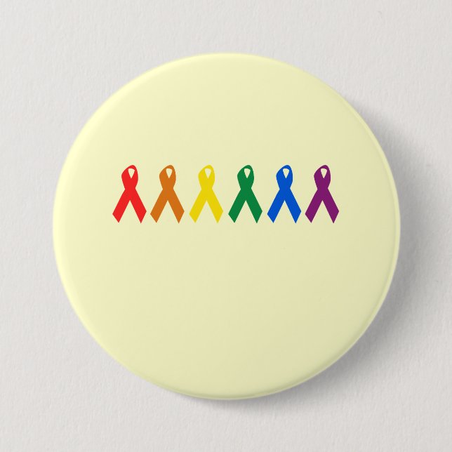Gay Pride Ribbon-Farben Button (Vorderseite)