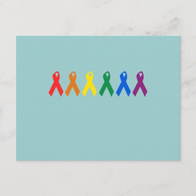 Gay Pride Ribbon-Farben Postkarte (Vorderseite)