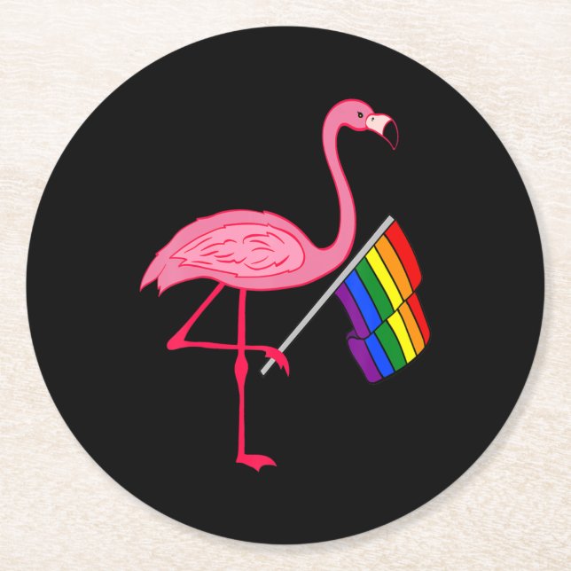 Gay Pride Rosa Flamingo Lgbt Monatsgeschenke Runder Pappuntersetzer (Vorderseite)