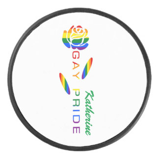 Gay Pride Rose Regenbogenflagge Personalisiert Eishockey Puck