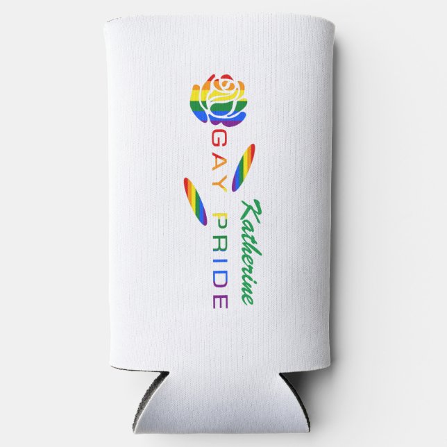 Gay Pride Rose Regenbogenflagge Personalisiert Selters Dosenkühler (Vorderseite)