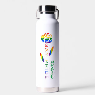 Gay Pride Rose Regenbogenflagge Personalisiert Trinkflasche