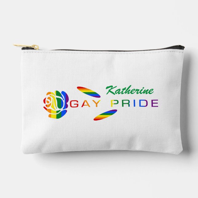 Gay Pride Rose Regenbogenflagge Personalisiert Zubehörtasche (Vorderseite)