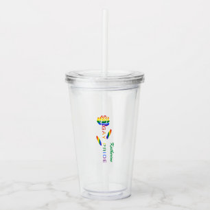 Gay Pride Rose Regenbogenflagge Personalisierter N Acryltrinkbecher