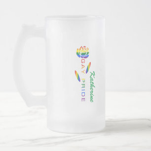 Gay Pride Rose Regenbogenflagge Personalisierter N Mattglas Bierglas