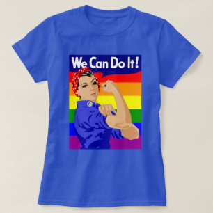 GAY PRIDE ROSIE DER RIVETER MIT RAINBOW FLAG T-Shirt