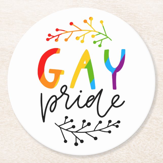 Gay Pride Runder Pappuntersetzer (Vorderseite)