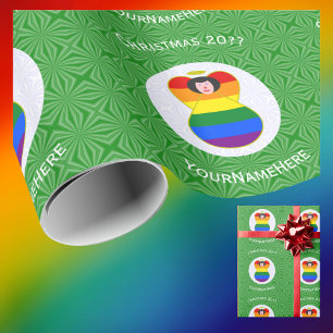 Gay Pride Schwarze Engels Weihnachtsflagge Persönl Geschenkpapier
