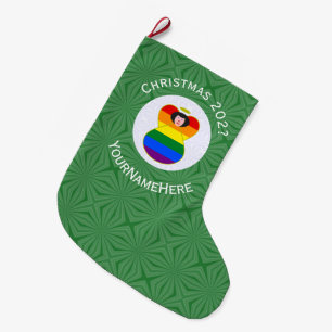 Gay Pride schwarze Haaren Engel Weihnachtsflagge p Großer Weihnachtsstrumpf