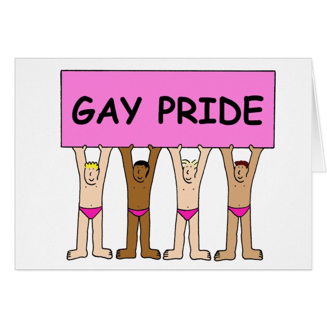 Gay Pride Spaß Cartoon Männer in rosa Unterhosen (Vorderseite (Horizontal))