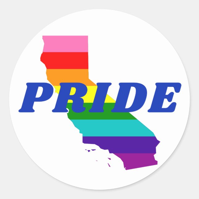 Gay Pride Streifen auf California Rainbow Runder Aufkleber (Vorderseite)