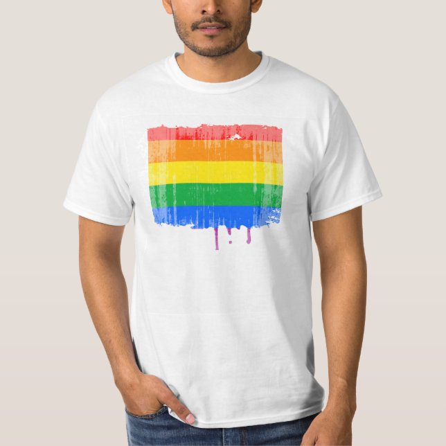 GAY PRIDE-STREIFEN BEUNRUHIGTER ENTWURF T-Shirt (Vorderseite)