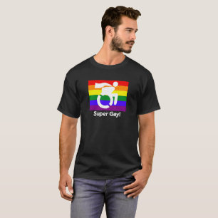 Gay Pride Super Gay Superhero Rollstuhllogos LGBT T-Shirt