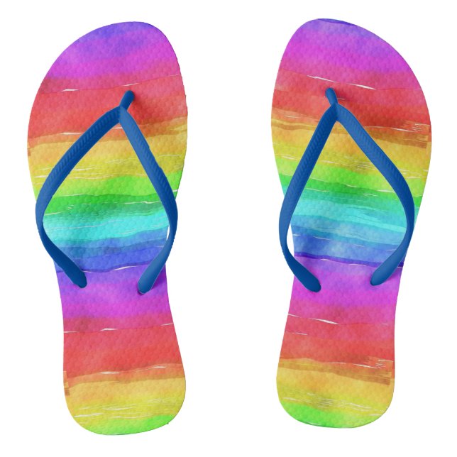 Gay Pride Support Rainbow Watercolor LGBTQ Flip Flops (Fußbett)