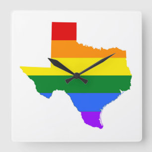Gay Pride Texas Rainbow Quadratische Wanduhr