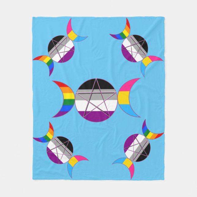 Gay Pride Triple Goddess Pentagramm Fleecedecke (Vorderseite)